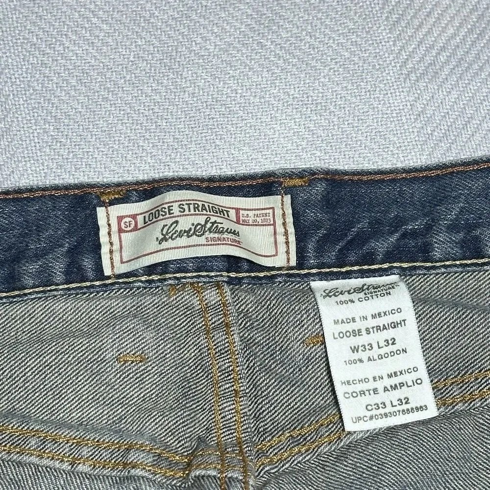 Vintage Y2K Levi's Signature‎ Loose Straight Blue Denim Jeans Men's 34x32.5**